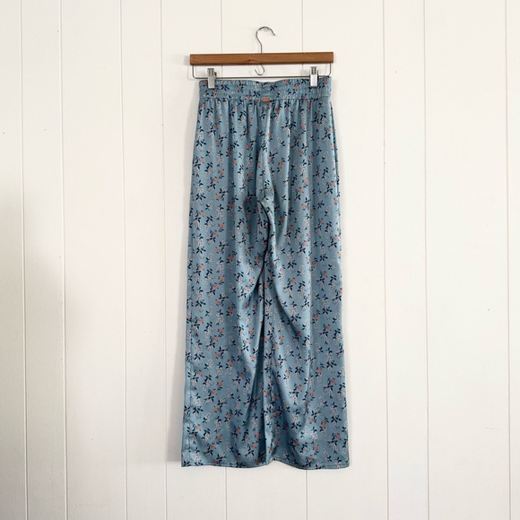 For Love & Lemons Skivvies Spring Bloom Silky Pajama Pants in Robin Small - Picture 3 of 8